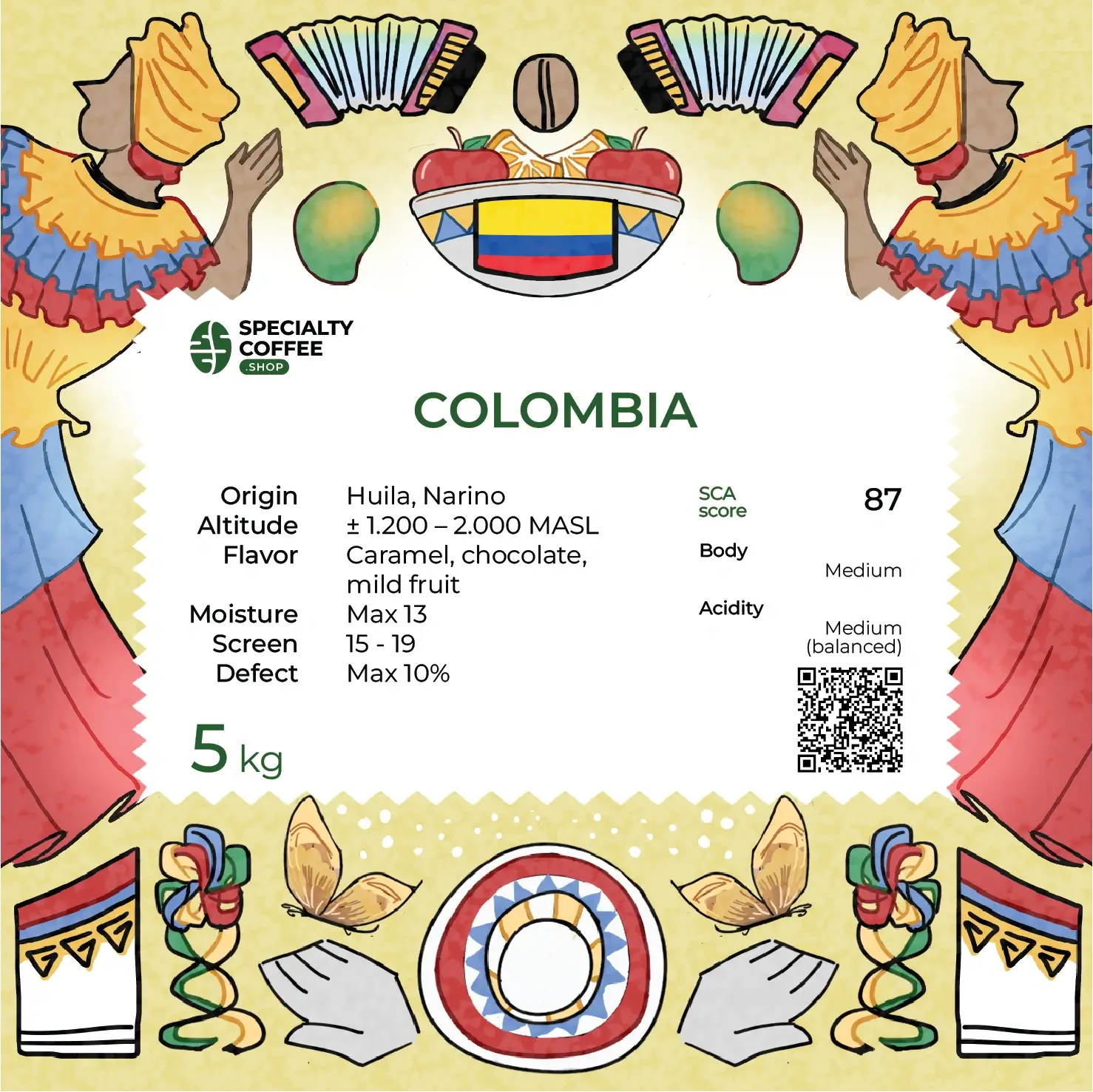 Colombia Huila coffee - 5 KG